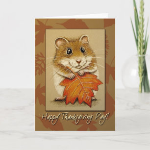 Hamster et feuille d'automne - carte de