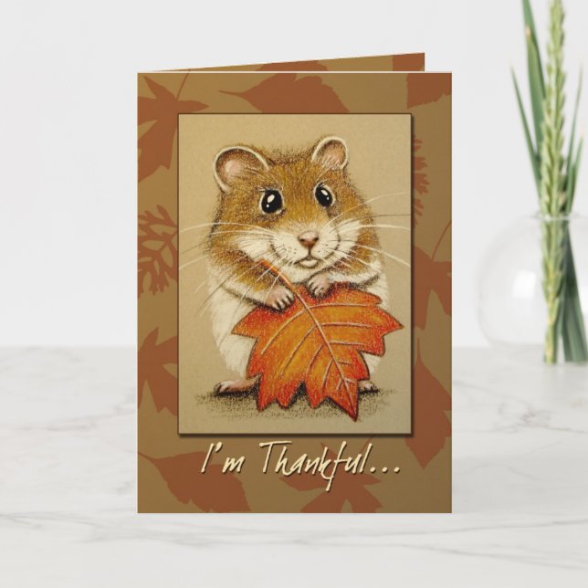Hamster et feuille d'automne - carte de (Devant)