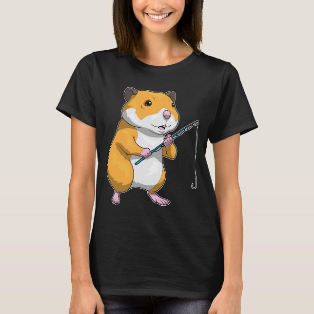 Hamster Fisher Angelrute Angeln T-Shirt (Vorderseite)