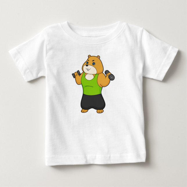 Hamster Fitness Dumbbell Baby T-shirt (Vorderseite)