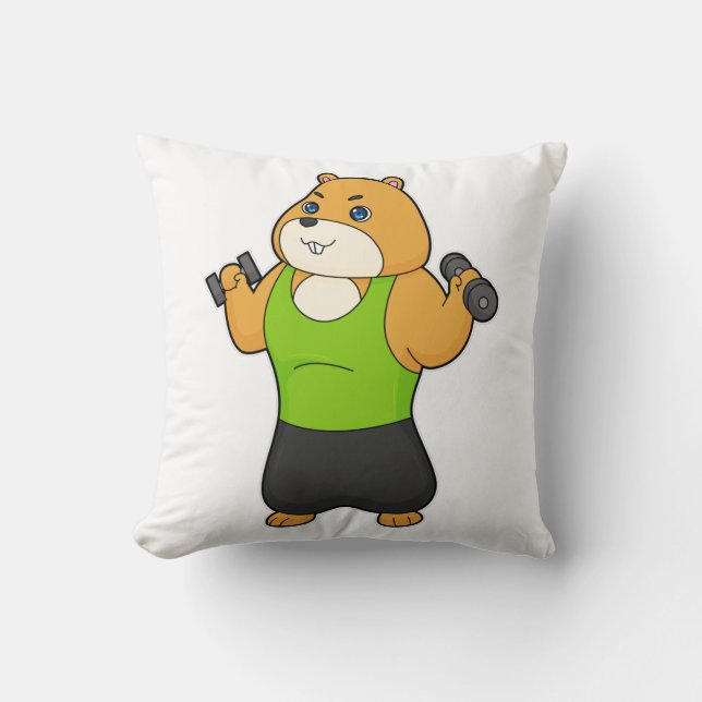 Hamster Fitness Dumbbell Kissen (Vorderseite)