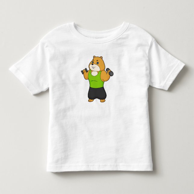Hamster Fitness Dumbbell Kleinkind T-shirt (Vorderseite)