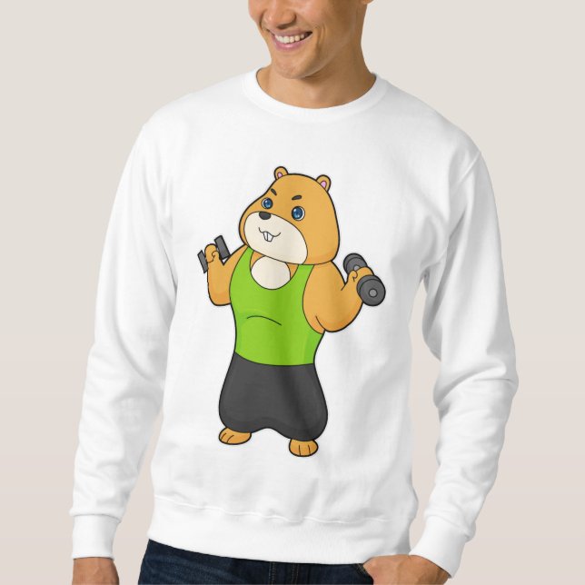 Hamster Fitness Dumbbell Sweatshirt (Vorderseite)