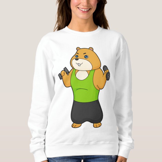 Hamster Fitness Dumbbell Sweatshirt (Vorderseite)