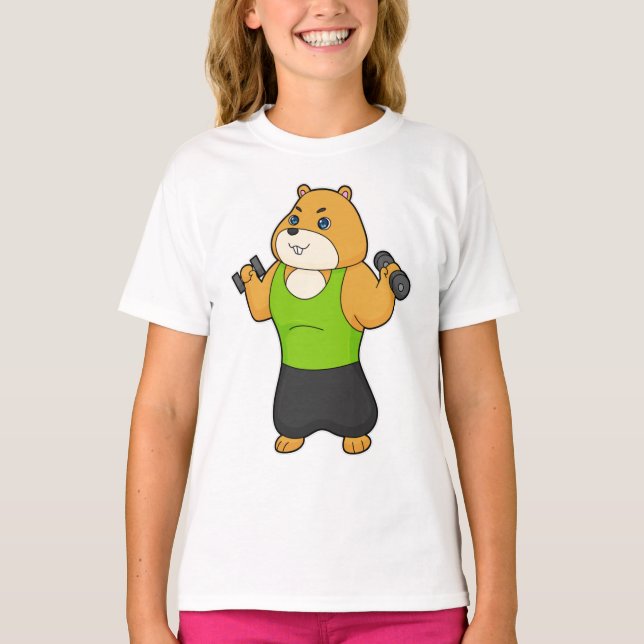 Hamster Fitness Dumbbell T-Shirt (Vorderseite)