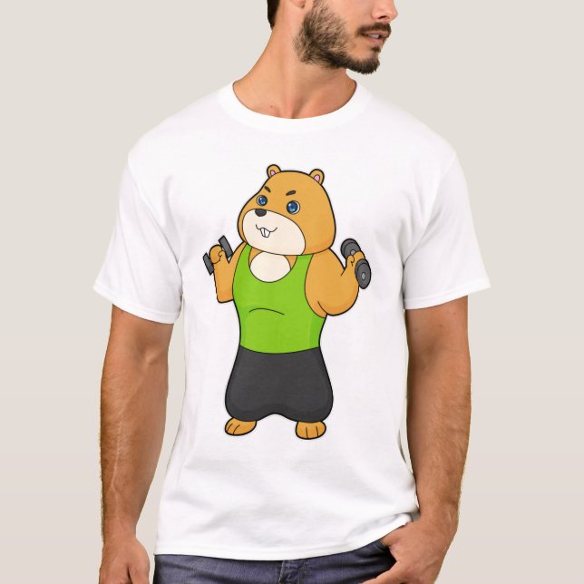Hamster Fitness Dumbbell T-Shirt (Vorderseite)