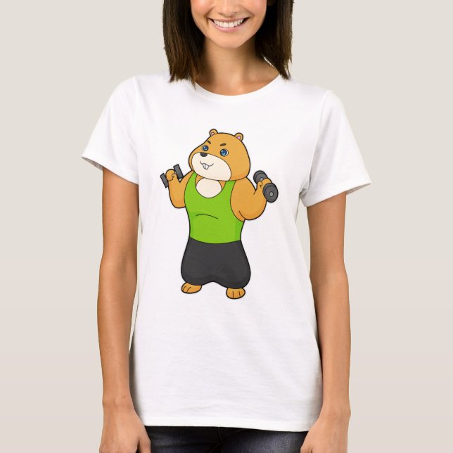Hamster Fitness Dumbbell T-Shirt (Vorderseite)