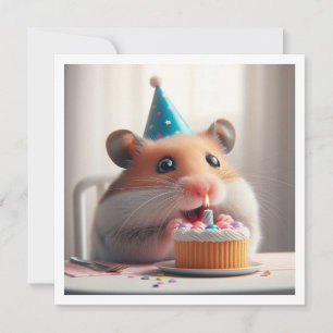 Hamster frisst Kuchen Einladung zum Geburtstag