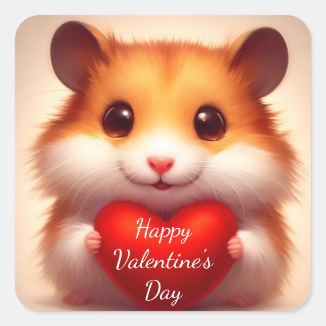 Hamster Happy Valentine's Day Sticker (Vorderseite)