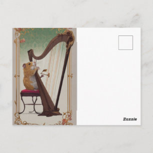 Hamster-Harfenist-Postkarte – Whimsische klassisch Postkarte