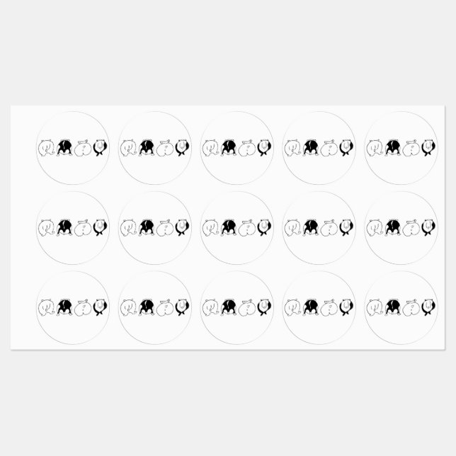 Hamster-Hintern Etiketten (Blatt)