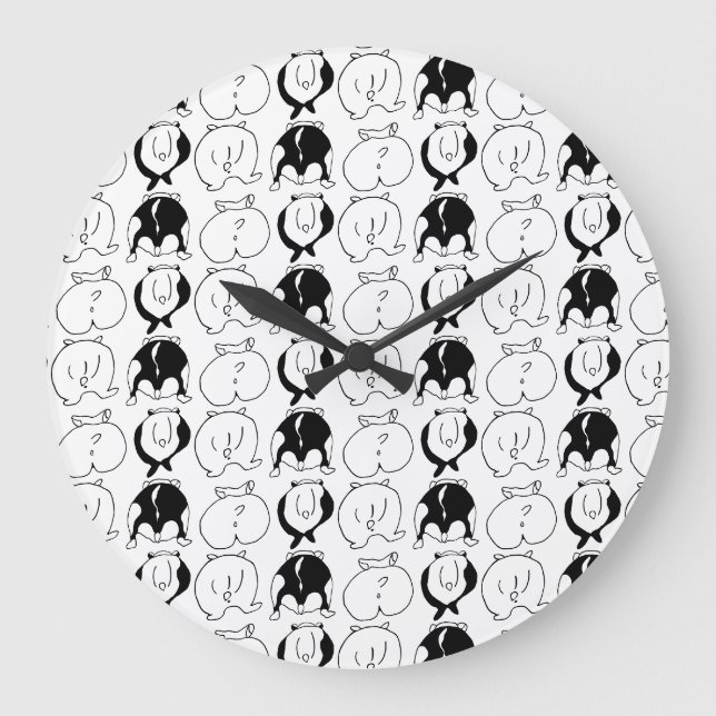 Hamster Hintern Pattern Große Wanduhr (Vorderseite)