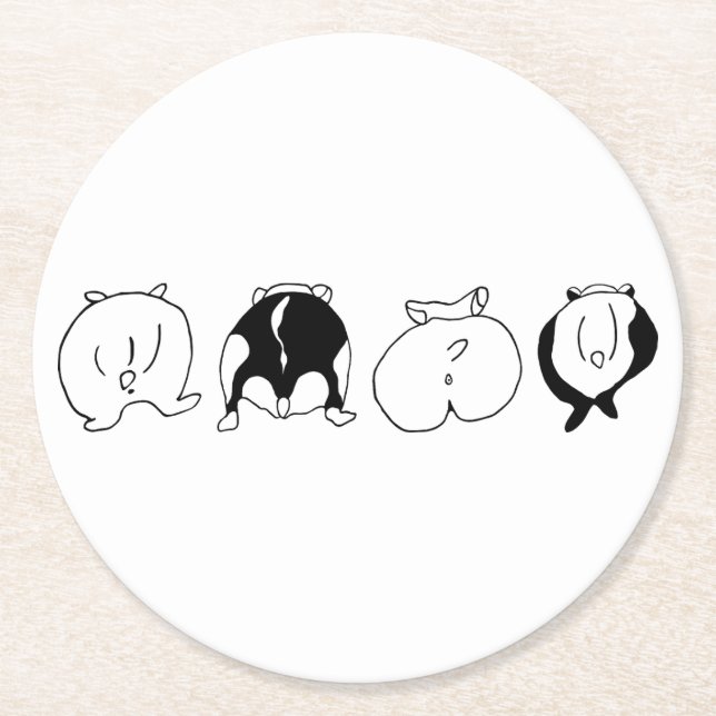 Hamster-Hintern Runder Pappuntersetzer (Vorderseite)
