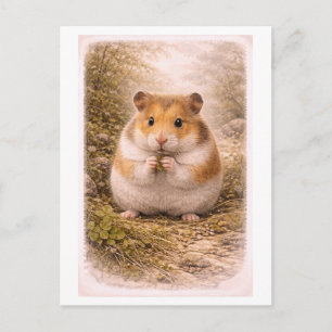 Hamster-Illustration im Vintage-Stil Postkarte