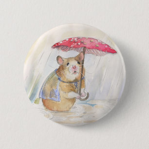Hamster im Regen - Funny Mushroom Button