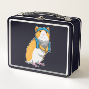 Hamster in Fitness mit Handtuch Metall Brotdose