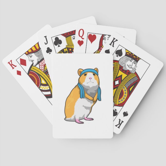 Hamster in Fitness mit Handtuch Spielkarten (Rückseite)