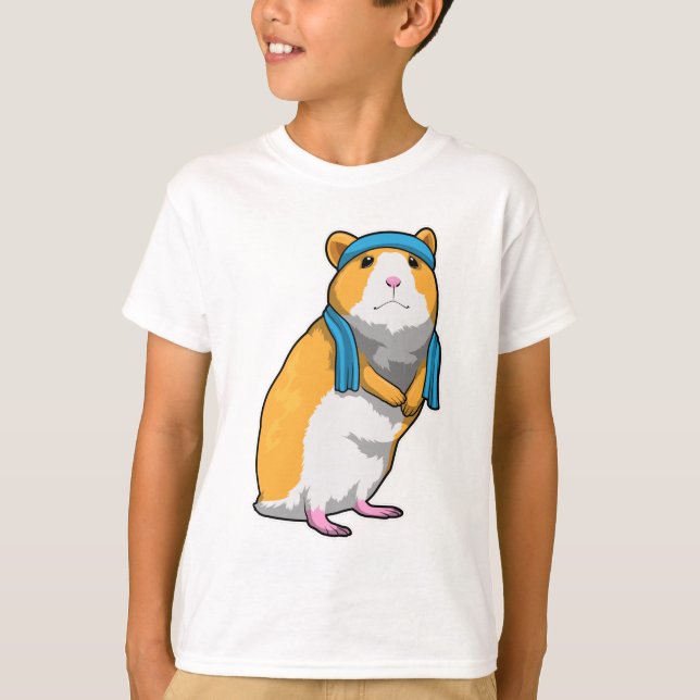 Hamster in Fitness mit Handtuch T-Shirt (Vorderseite)