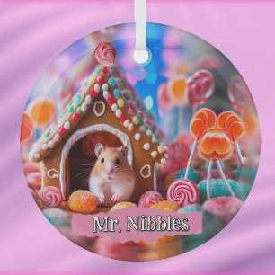 Hamster in Gingerbread House Ornament Aus Glas