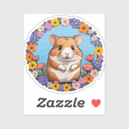 hamster in the flowers aufkleber