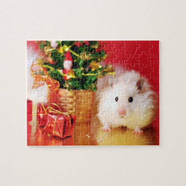 Hamster Kokolinka mit Weihnachtsbaum (Horizontal)