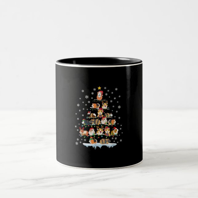 Hamster Lover Christmas Tree Guinea Pigs Gift Zweifarbige Tasse (Mittel)