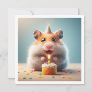 Hamster mangeant gâteau invitation anniversaire