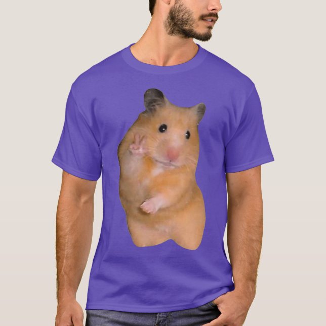 Hamster Meme mit Peace Sign Premium T-Shirt (Vorderseite)