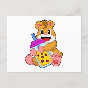 Hamster mit Babyflasche Saft Postkarte