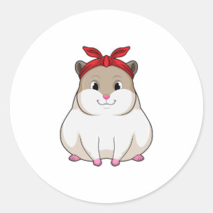 Hamster mit Bandana Runder Aufkleber