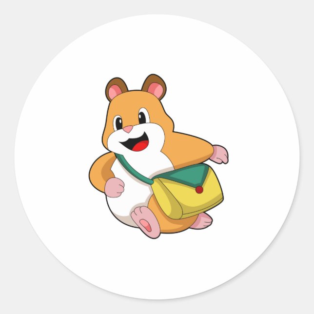 Hamster mit Beutel.PNG Runder Aufkleber (Vorderseite)
