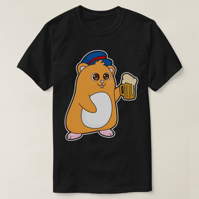 Hamster mit Bier T-Shirt (Design vorne)