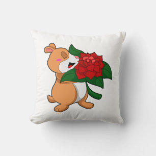 Hamster mit Blume Rose Kissen