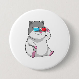 Hamster mit Brille Button