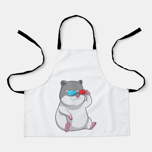 Hamster mit Brille Schürze (Vorderseite)