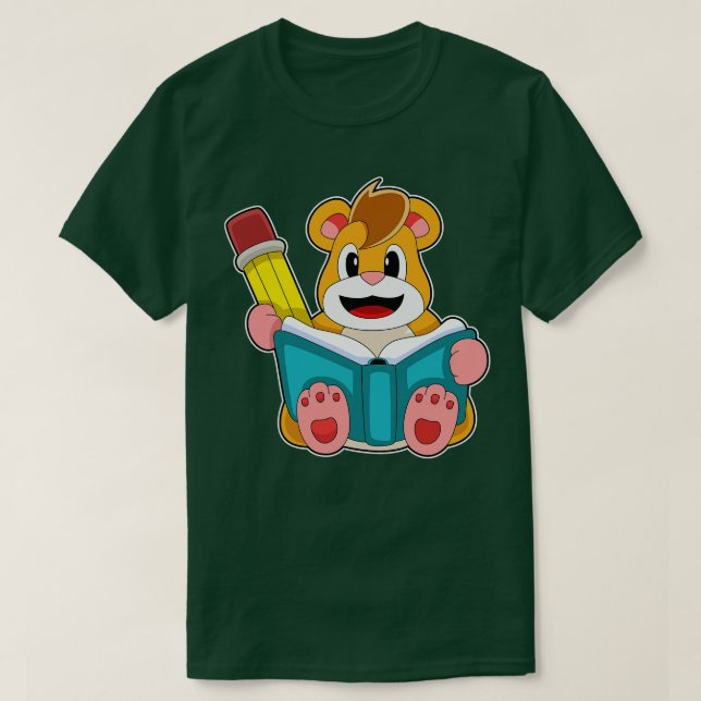 Hamster mit Buchpfen T-Shirt (Design vorne)