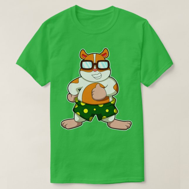 Hamster mit bunten Shorts Sonnenbrillen T-Shirt (Design vorne)