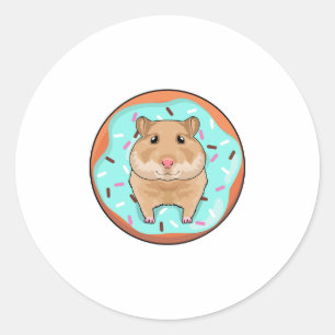 Hamster mit Donut Runder Aufkleber