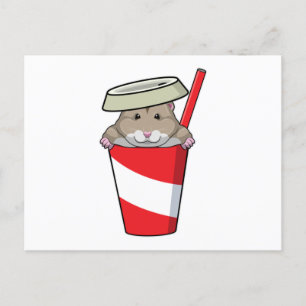 Hamster mit Getränk Postkarte