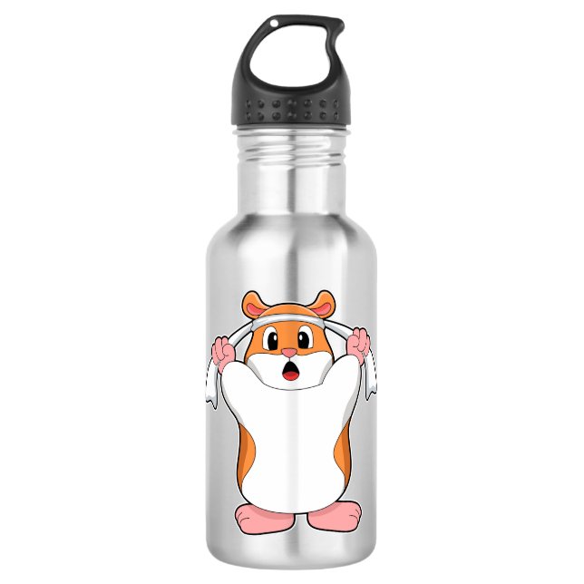 Hamster mit Handtuch Edelstahlflasche (Vorderseite)