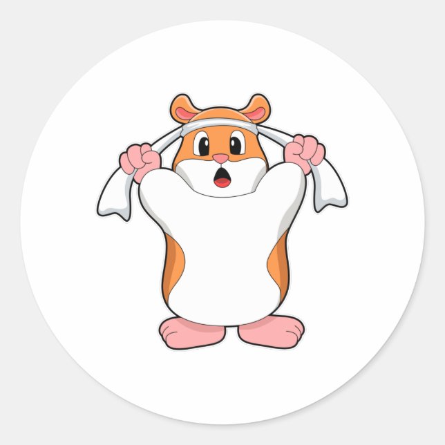 Hamster mit Handtuch Runder Aufkleber (Vorderseite)