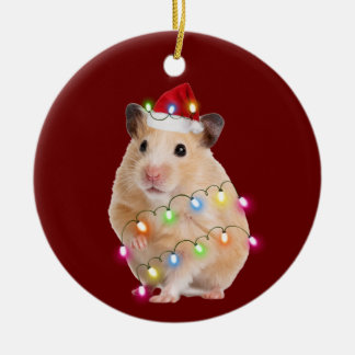 Hamster mit Hat Scanner Weihnachten Keramik Ornament