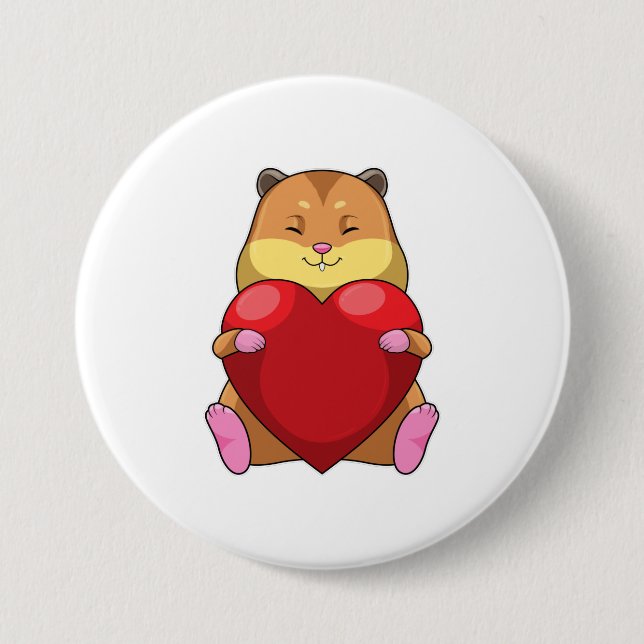 Hamster mit Herz Button (Vorderseite)