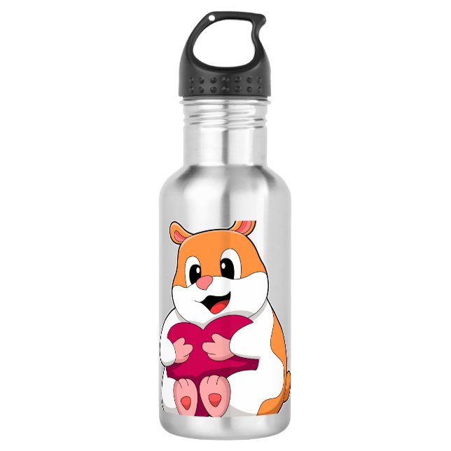 Hamster mit Herz Edelstahlflasche (Vorderseite)