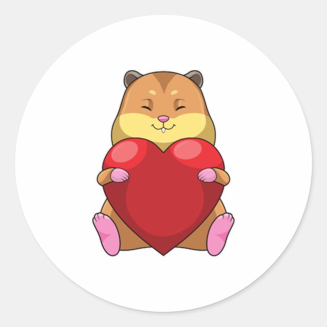 Hamster mit Herz Runder Aufkleber (Vorderseite)
