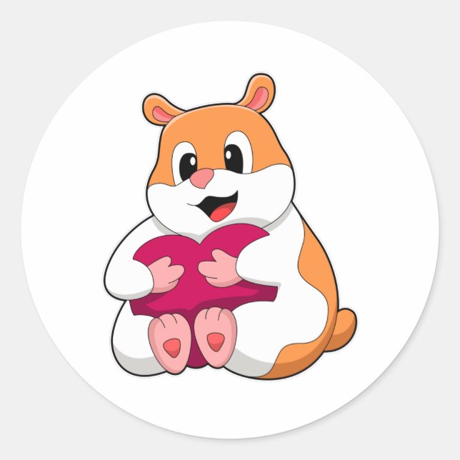 Hamster mit Herz Runder Aufkleber (Vorderseite)