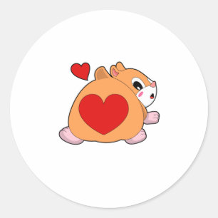 Hamster mit Herz Runder Aufkleber