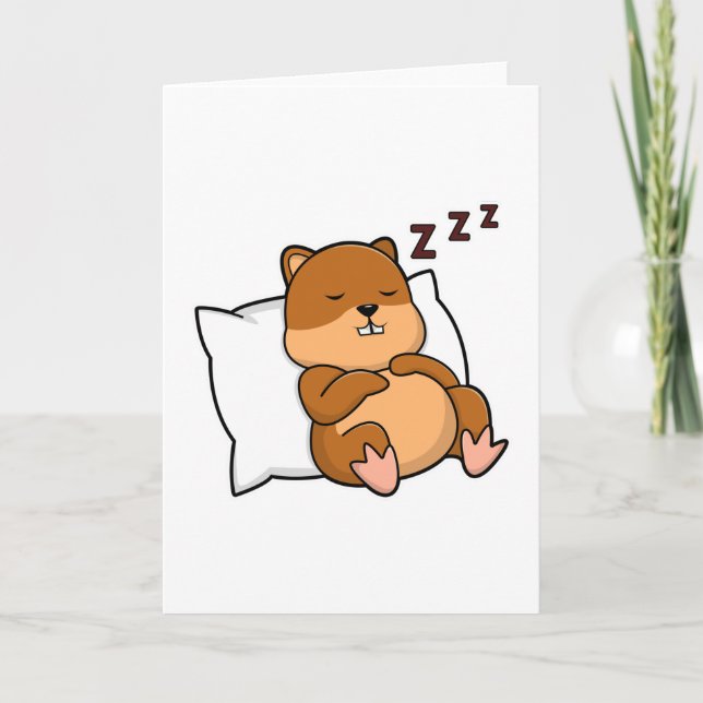 Hamster mit Kissen Karte (Vorderseite)
