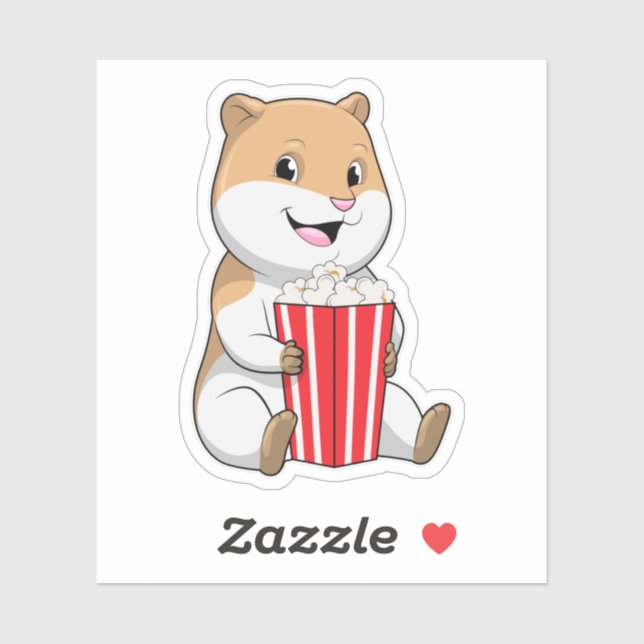 Hamster mit Knochen von Popcorn Aufkleber (Blatt)