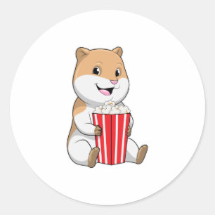 Hamster mit Knochen von Popcorn Runder Aufkleber